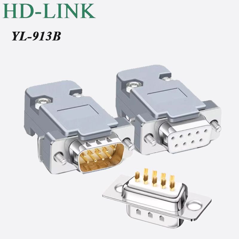 Đầu hàn COM DB9 RS232 chân đồng vỏ ốp nhựa cứng HD-LINK YL-913B 2 dạng chân cắm F/M. HÀNG CHÍNH HÃNG !!!