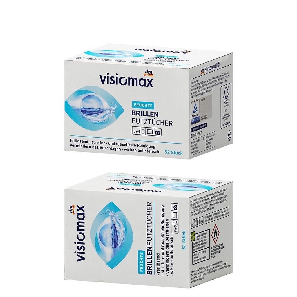 Hộp 52 Miếng - Giấy Lau Mắt Kính VisioMax An Toàn, Sạch - Bảo Vệ Kính Khỏi Bụi Bẩn, Vân Tay, Mờ, Sử Dụng Dễ Dàng Tiên Lợi.- TakyHome 7226