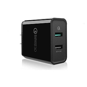 Ugreen UG30599CD132TK 30W màu Đen Củ sạc nhanh 2 cổng USB chuẩn QC 3.0 + 2.4A - HÀNG CHÍNH HÃNG