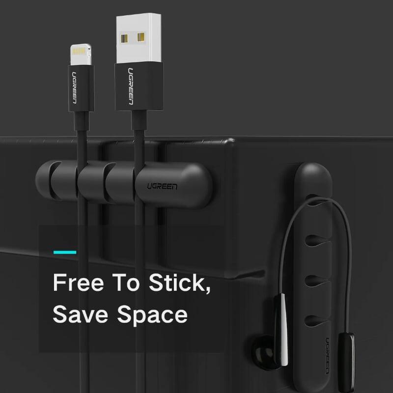 Ugreen UG30762LP114TK Màu Đen Gá đỡ kẹp dây sạc cao su 4 Khe - HÀNG CHÍNH HÃNG