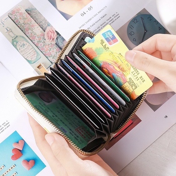 Ví nữ ngắn mini cầm tay gồm nhiều ngăn đựng tiền , thẻ nhỏ gọn bỏ túi thời trang hàn quốc cute dễ thương