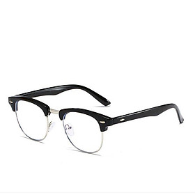 Kính xinh, Kính nửa viền unisex cao cấp màu Đen bạc