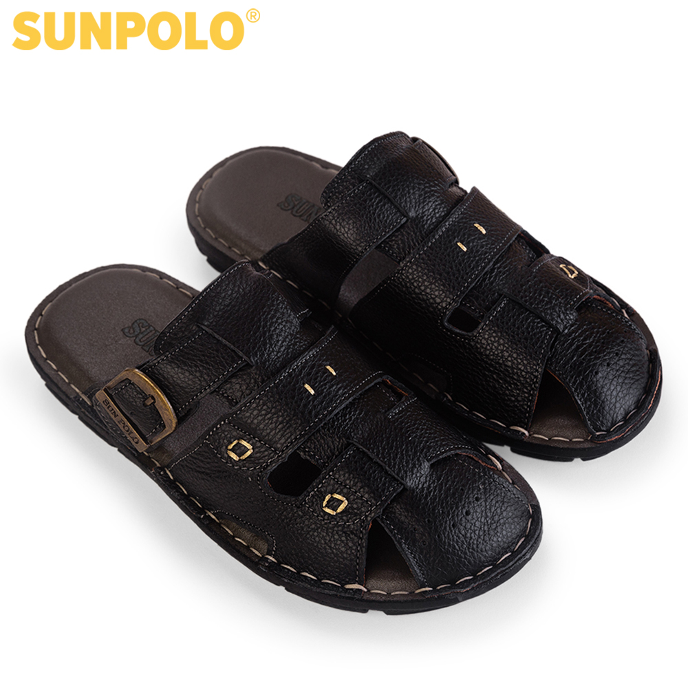 Dép Bít mũi Da bò cao cấp SUNPOLO ABI020