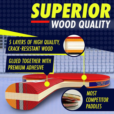 Combo 2 Vợt Bóng Bàn Tặng Kèm 3 Quả Bóng Bàn + Kẹp Trụ Lưới Bóng Bàn Rút Gọn Nhựa ABS 1,7m Chính Hãng dododios