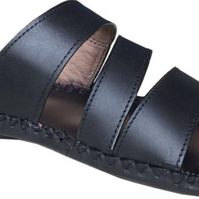 Dép nam quai ngang TRƯỜNG HẢI đế âm ba quai da bò thật mặt đế cao su chống mòn không trơn THQN499