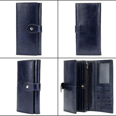 Ví dài cầm tay nữ da bò thật BHM8303 Ví gập ba nữ