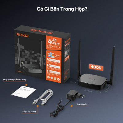 Bộ Phát WiFi Tenda 4G05 Chuẩn N - Tốc Độ 300Mbps, Dùng Sim 4G/3G, Dùng Cho Ôto Và Nơi Không Có Internet - HÀNG CHÍNH HÃNG