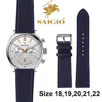 Dây Da Đồng Hồ Cổ Điển, 100% Da Bò Thật, Kiểu Dáng Phẳng Mỏng, Mặt Lót Chống Thấm Mồ Hôi, Tích Hợp Lớp Gia Cố Chống Giãn Đặc Biệt, Phụ Kiện Khóa và Chốt Bằng Thép Không Gỉ 316L - Hàng Chính Hãng SAIGIO