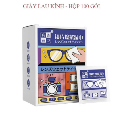 Hộp 100 khăn lau kính, Giấy lau kính chống mờ sương, mồ hôi, chống nhờn - HENRYSA