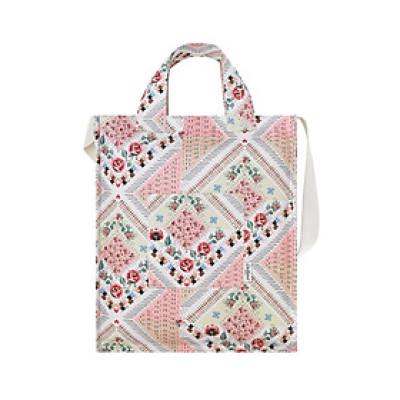 Cath Kidston - Túi đeo vai/Organic Cotton Tall Tote - Patchwork - Cream/Pink -1048575