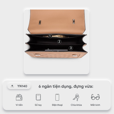 Túi Yuumy ( Thời trang nữ đi chơi nắp gập size 22 - Túi đeo chéo da Seasand YN140 )