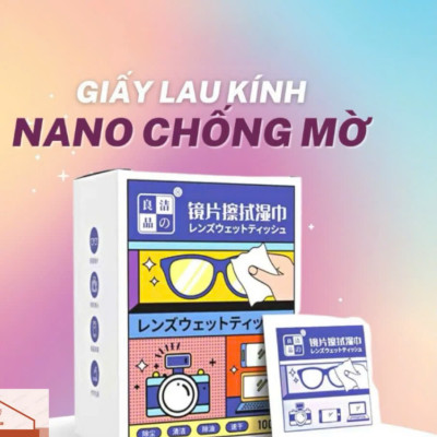 Hộp 100 khăn lau kính, Giấy lau kính chống mờ sương, mồ hôi, chống nhờn - HENRYSA