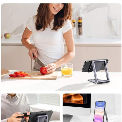 Ugreen UG80708LP263TK bằng nhôm có thể trượt Màu Xám Giá đỡ Điện Thoại để bàn - HÀNG CHÍNH HÃNG