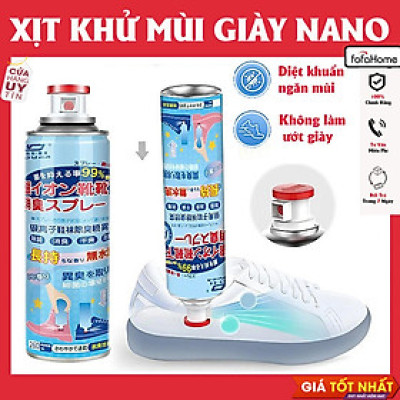 Bình Xịt Khử Mùi Giày Dép, Mũ Bảo Hiểm Tủ Quần Áo, Chai Xịt Khử Mùi Nano Bạc Ngăn Ngừa Hôi Chân Hiệu Quả Tức Thì Dung Tích 260ML