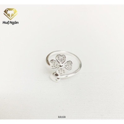 Nhẫn bạc Ý 925 Huệ Ngân - Cỏ bốn lá may mắn RR1158