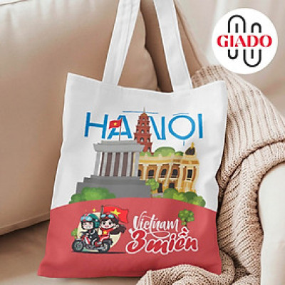 Túi canvas GIADO, túi vải bố, túi tote mẫu Việt Nam 3 miền Hà Nội - Nhiều kích thước và màu sắc