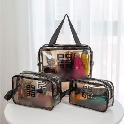 Bộ 3  túi trong suốt đựng mỹ phẩm du lịch  , đồ cá nhân , chống nước thời trang trẻ trung hiện đại , sang trọng