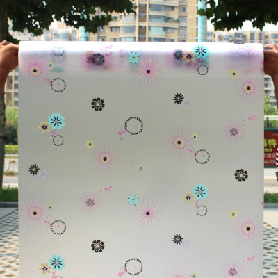 Decal dán kính hoa sắc màu - có keo sẵn khổ rộng 0,9m dài 5m