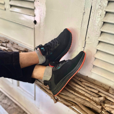 Giày Thể Thao Nam Limenco L6054 Màu Đen Cam, Đế Phylon Êm Nhẹ, Đi Chơi, Thể Thao