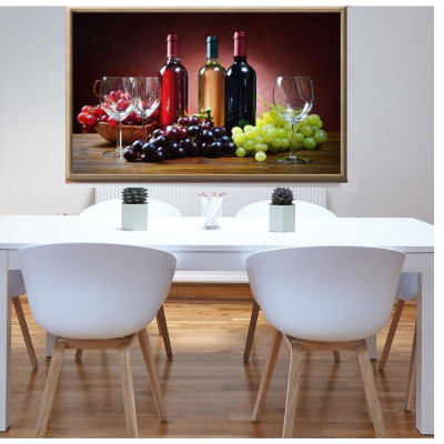 Tranh HOA QUẢ TRANG TRÍ PHÒNG ĂN, BẾP,tranh dán tường 3D KT LỚN,,PVP-PPKT8