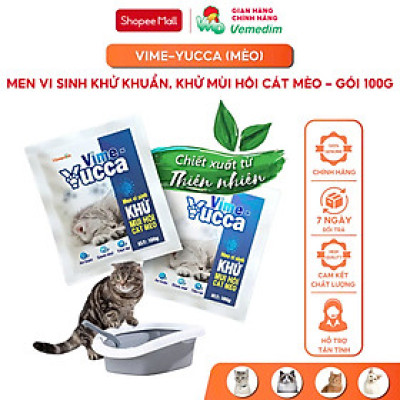 Vemedim Vime-Yucca (mèo) Men Vi Sinh Khử Mùi Hôi cát mèo Không độc hại - Gói 100g
