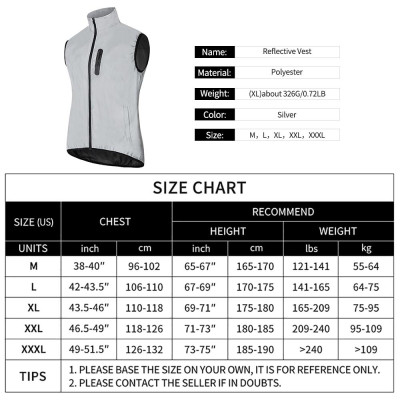 Áo khoác chống thấm nước, có phản quang, không có tay, đi xe đạp, chạy bộ, polyester chất lượng cao, chống gió