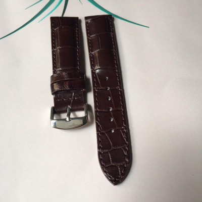 Dây Đồng Hồ Da Cá Sấu Thật Màu Nâu Đen 