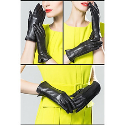 Găng tay nữ BHY8792 Bao tay nữ, da cừu thật, đơn giản, lót lông, tích hợp cảm ứng, ấm áp.