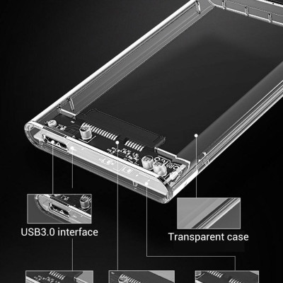 Hộp ổ cứng ORICO 2139U3 2.5" SSD/HDD SATA 3 USB 3.0 trong suốt - Hàng Chính Hãng