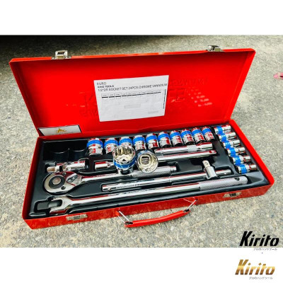 Bộ tuýp khẩu hãng 24 chi tiết hệ 1/2 inch phân phối Kirito chuyên để sửa xe máy, ô tô, máy móc