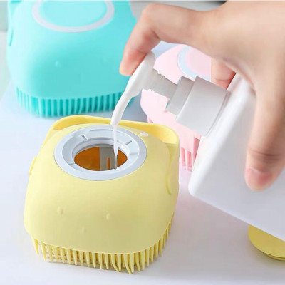 Bàn Chải Tắm Cho Chó Mèo Bằng Silicon Mềm Mại Có Chỗ Đựng Sữa Tắm