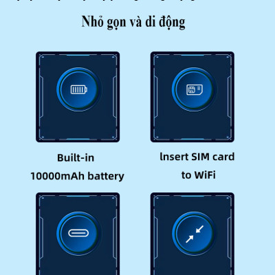 Cục phát wifi từ sim 4G kiêm pin sạc dự phòng TP10000, bộ phát wifi di động tốc độ cao 300Mbps, sử dụng mọi loại sim - Hàng nhập khẩu