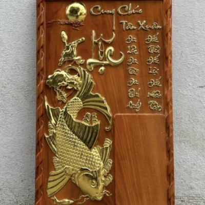 TRANH Đốc lịch treo tường bằng gỗ gụ kt 38×68×4cm 