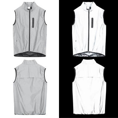 Áo khoác chống thấm nước, có phản quang, không có tay, đi xe đạp, chạy bộ, polyester chất lượng cao, chống gió