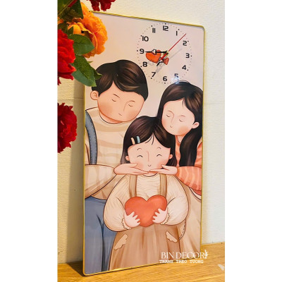 (ẢNH THẬT) Tranh đồng hồ treo tường gia đình yêu thương kèm đinh treo