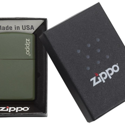 Bật Lửa Classic Green Matte Zippo Logo 221ZL