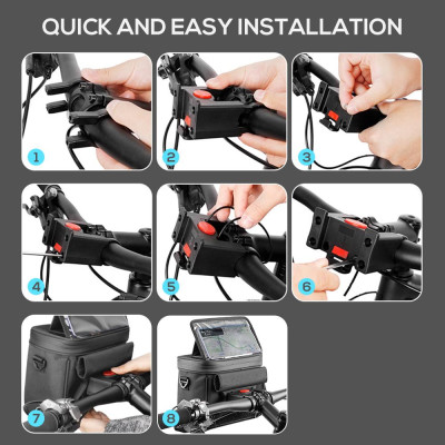 WHEEL UP Touch Screen Bike Front Frame Bag Bicycle Phone Bag Phone Holder EVA Handlebar Bag Cycling Front Storage Bag