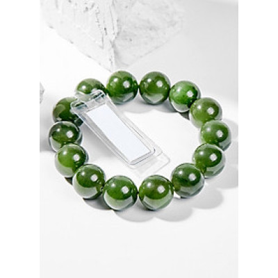 Vòng Tay Phong Thủy Nam Đá Ngọc Bích (15mm) Mệnh Mộc, Hỏa Ngọc Quý Gemstones