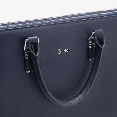 Cặp Da Nam Túi Xách Công Sở GENCE CDX18 Chất Liệu Da Bò Cao Cấp Màu Xanh Navy