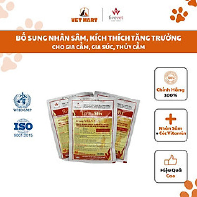 [100G] Five-Mix (Nhân sâm) Vỗ Béo, Chống Còi, Kích Mào, Bung Lông, Tăng Trọng_Fivevet