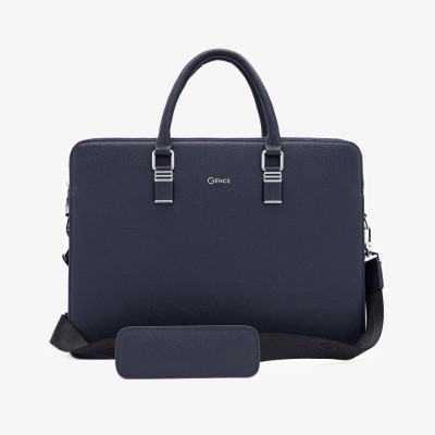 Cặp Da Nam Túi Xách Công Sở GENCE CDX18 Chất Liệu Da Bò Cao Cấp Màu Xanh Navy