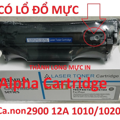 Hộp mực 12A dành cho Canon 2900/ L11121E Mực in HP LaserJet 1010/1015/1020/3015/3020/3030/3050 Canon L120, MF4122, MF4150, MF4680, L140, L160, MF4270, MF4320d, MF4350d 3000 FX9 FX10 CÓ LỔ ĐỔ MỰC Hàng chính hãng Alpha Cartridge