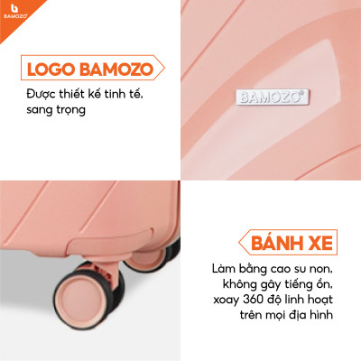 Vali Du Lịch Nancy Bamozo Nhựa PP Cao Cấp, Vali Kéo Du Lịch Chống Va Đập - Bảo Hành 5 Năm.