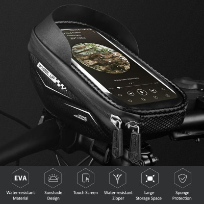 Túi tay lái trước khung xe đạp với màn hình cảm ứng