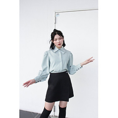 LAAS Somi tay phòng sọc xanh dịu dàng thanh lịch nữ tính