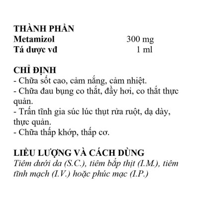 Thuốc Thú Y Anagin 30% Hanvet Giảm Đau, Hạ Sốt