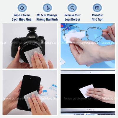 100 Miếng Giấy Lau Kính Cận Dùng 1 Lần Melly Khăn Lau Kính Mắt Khử Khuẩn Đa Năng Chống Hơi Nước