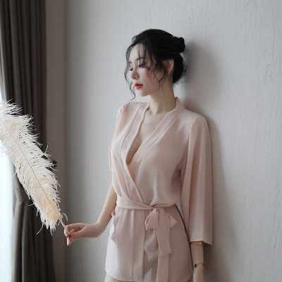 Áo choàng ngủ đơn giản kiểu nhật có 2 túi chất vải voan mỏng mềm nhẹ CDAN80