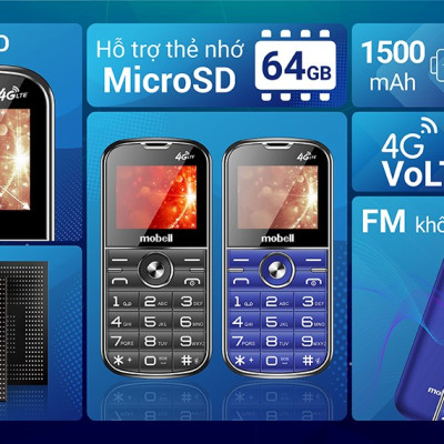Điện thoại Mobell F209 4G ,Loa to, Phím lớn - Hàng chính hãng