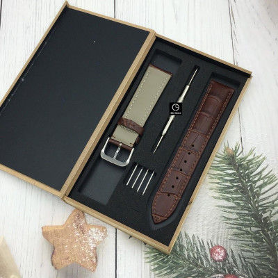 Dây Da Đồng Hồ Size 18mm 20mm 22mm Da Bò [Tặng Hộp Gỗ + Phụ Kiện]